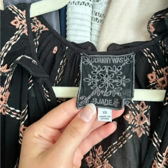 Johnny Was Jackie Floral Embroidered Sheer Bohemian Mini Dress Size XS - Picture 9 of 11